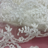 1 Yard Corded Double Sided Lace Trim 100% Polyester Embroidered Mesh, 6" Wide