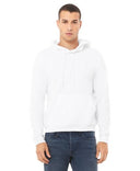 Bella Canvas 3719 Cotton Fleece Hoodie Fabric - White, Unisex Pullover, Kangaroo Pocket, Ribbed Cuffs, White Cord Drawstring (1 Unit)