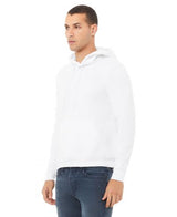 Bella Canvas 3719 Cotton Fleece Hoodie Fabric - White, Unisex Pullover, Kangaroo Pocket, Ribbed Cuffs, White Cord Drawstring (1 Unit)