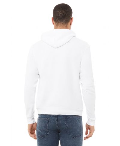 Bella Canvas 3719 Cotton Fleece Hoodie Fabric - White, Unisex Pullover, Kangaroo Pocket, Ribbed Cuffs, White Cord Drawstring (1 Unit)