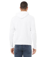 Bella Canvas 3719 Cotton Fleece Hoodie Fabric - White, Unisex Pullover, Kangaroo Pocket, Ribbed Cuffs, White Cord Drawstring (1 Unit)