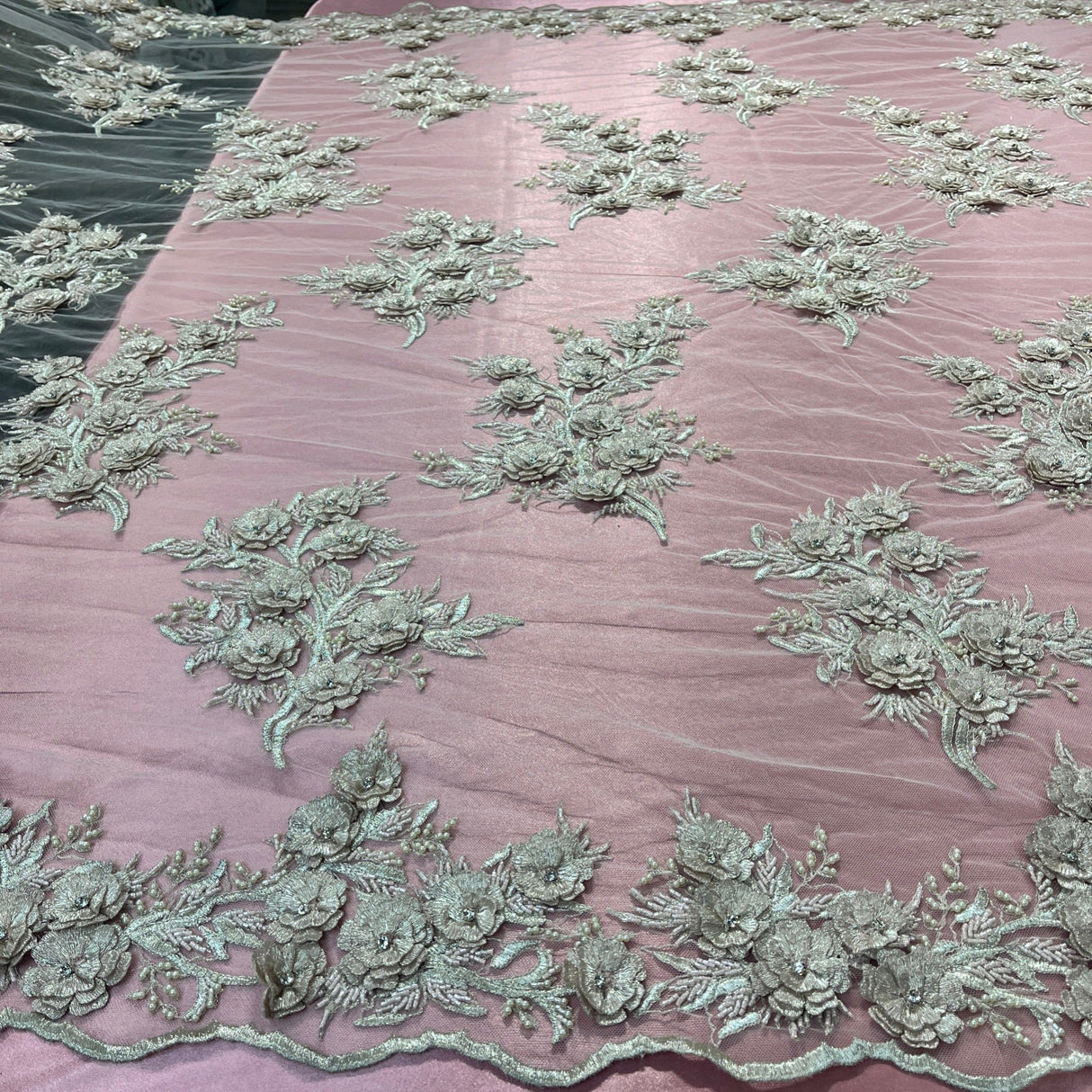 Beaded 3D Floral Lace