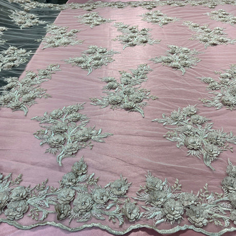 Beaded 3D Floral Lace