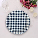 8 Count Navy Gingham Paper Dessert Plates 7" Rustic Party Checkered Plates
