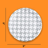 Silver Houndstooth Print Round Paper Dinner Plates 8 Count