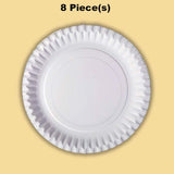 8 Count White Paper Dessert Plates with Silver Trim 8"