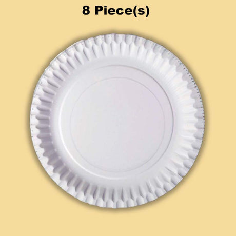 8 Count White Paper Dessert Plates with Silver Trim 8"