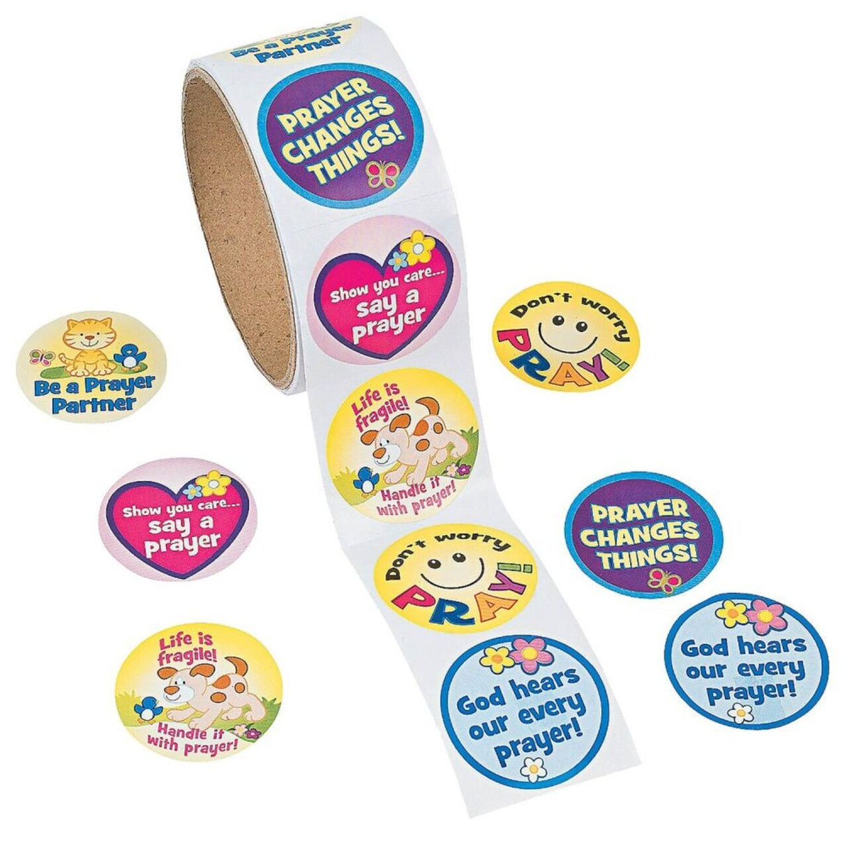 Religious Prayer Stickers Roll Vibrant stickers that add personality 11/2 inches