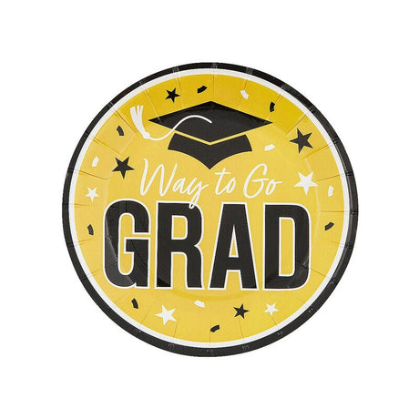 7 1/4" Green Way to Go Grad Disposable Paper Dessert Plates 25 Ct.