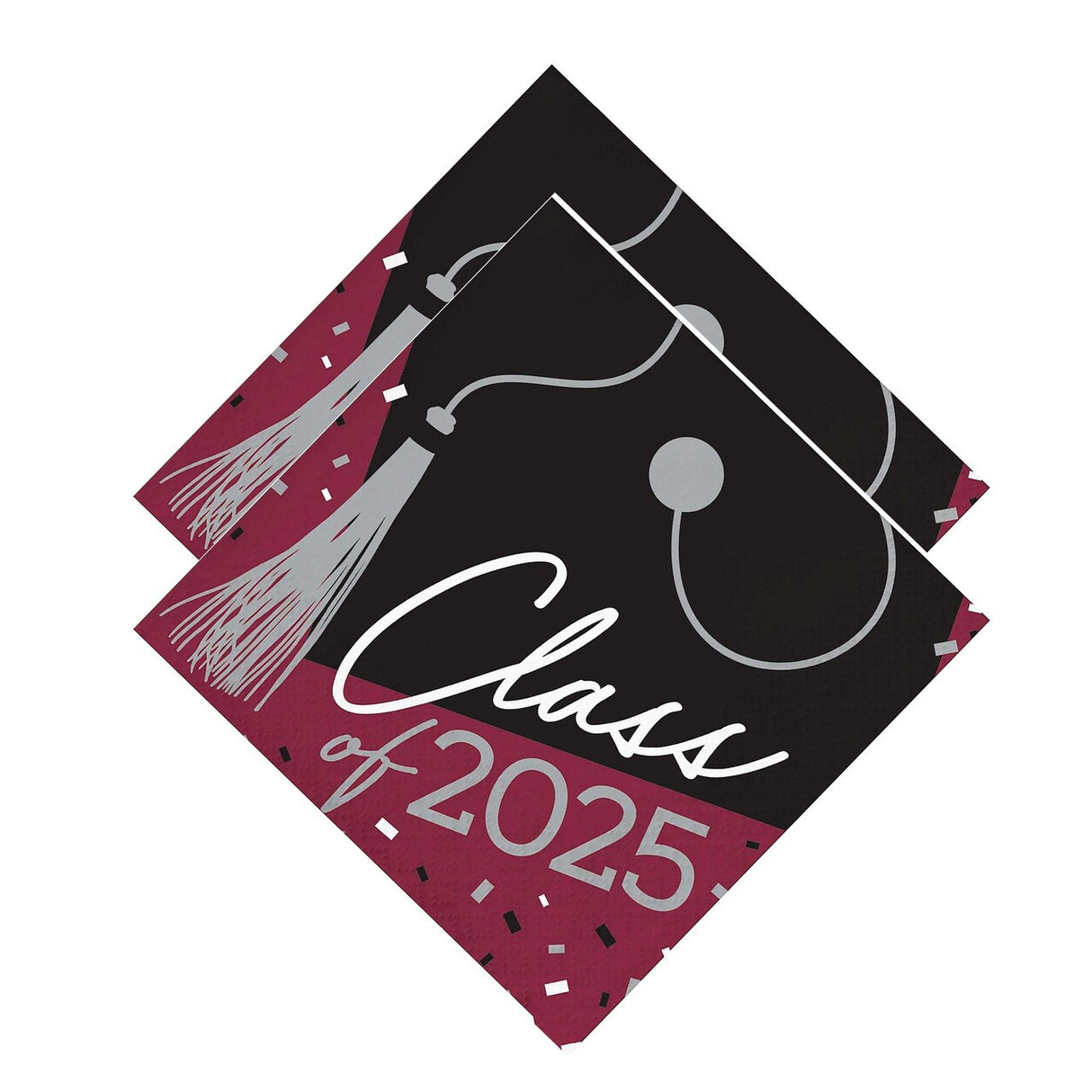 Creative Converting School Spirit Burgundy Class of 2025 Beverage Napkins – 108 Count