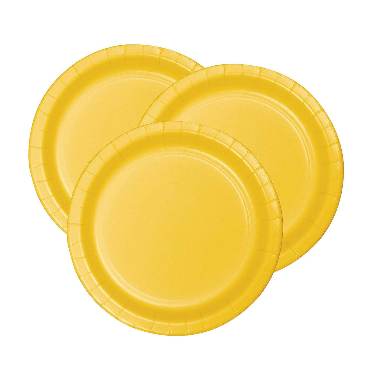 7" School Bus Yellow Round Paper Dessert Plates – 24 Count