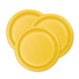 7" School Bus Yellow Round Paper Dessert Plates – 24 Count