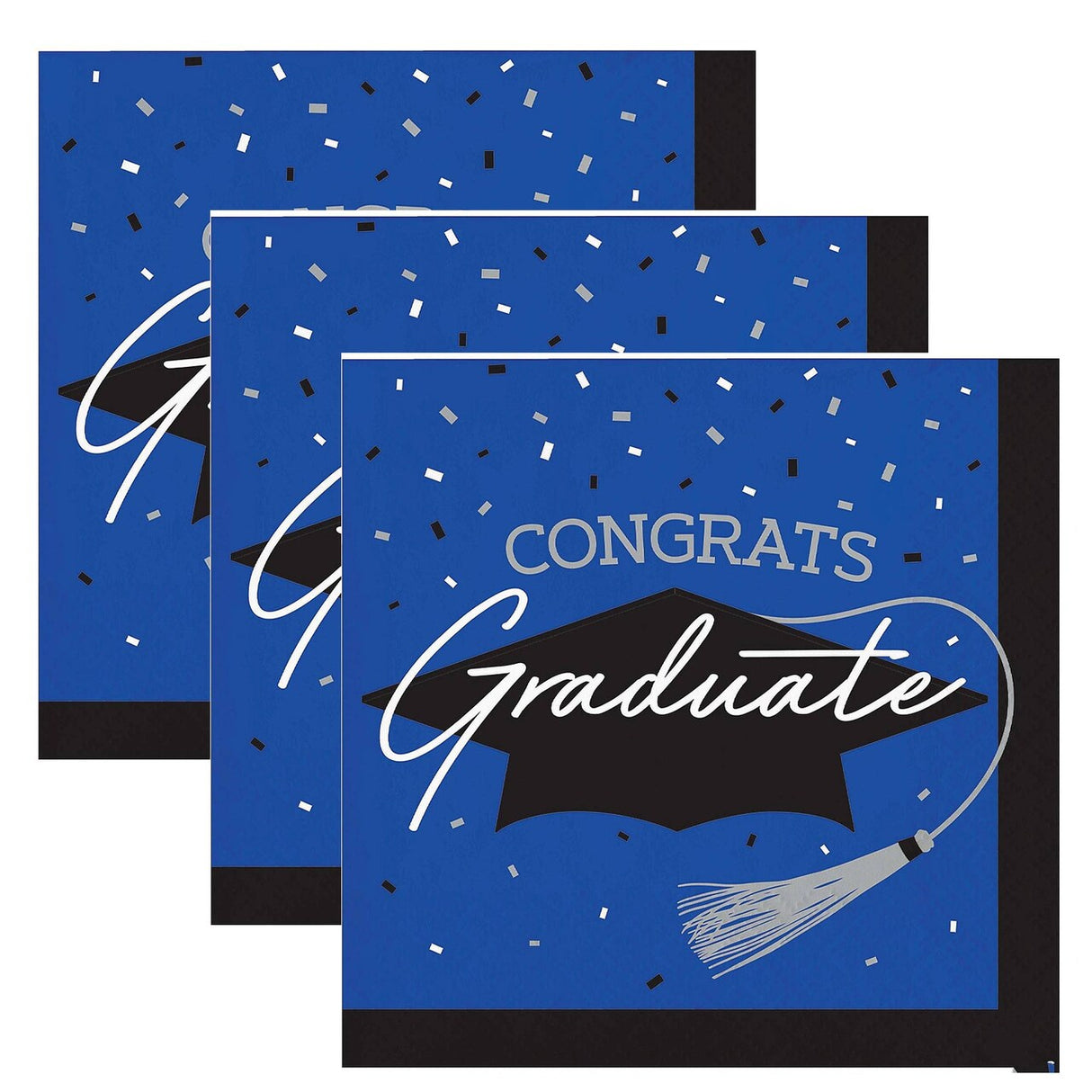 Creative Converting School Spirit Blue Graduation Beverage Napkins – 108ct