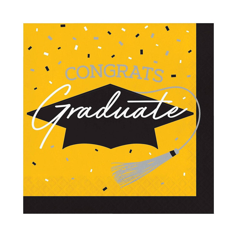 Creative Converting School Spirit Yellow Graduation Dinner Napkins – 108ct