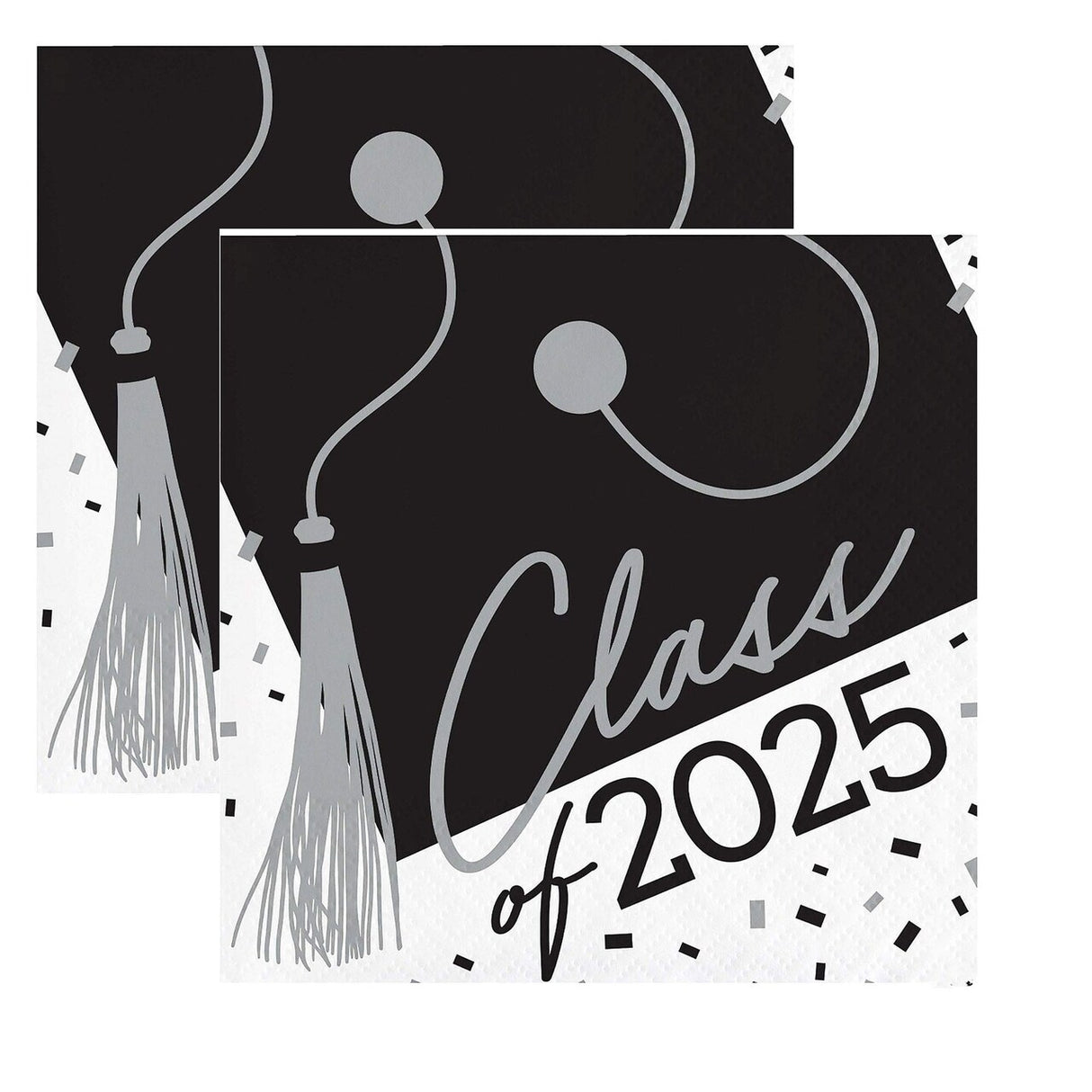 Creative Converting School Spirit White Class of 2025 Paper Beverage Napkins - 108 Count