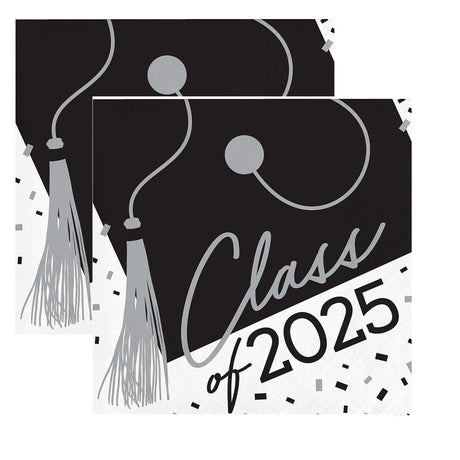 Creative Converting School Spirit White Class of 2025 Paper Beverage Napkins - 108 Count