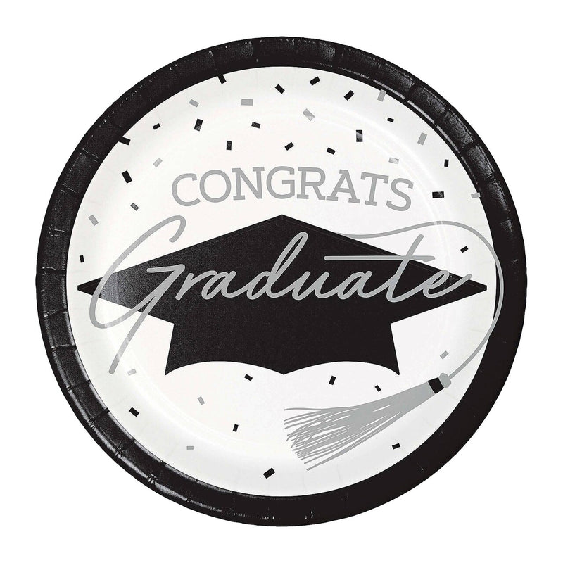 Creative Converting School Spirit White Graduation Dinner Plates – 54ct