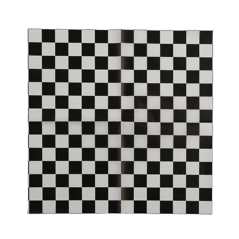 12" x 12" Black & White Checkered Food Basket Liners - 12 Pc.