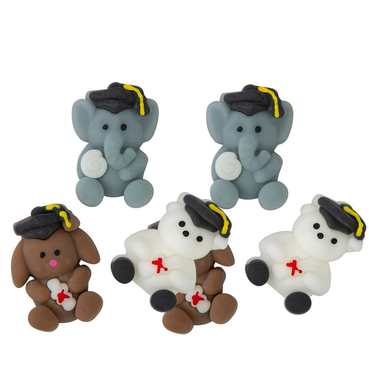 2 3/4" Mini Graduation Bear, Elephant & Puppy Mochi Squishies 12 Pc.