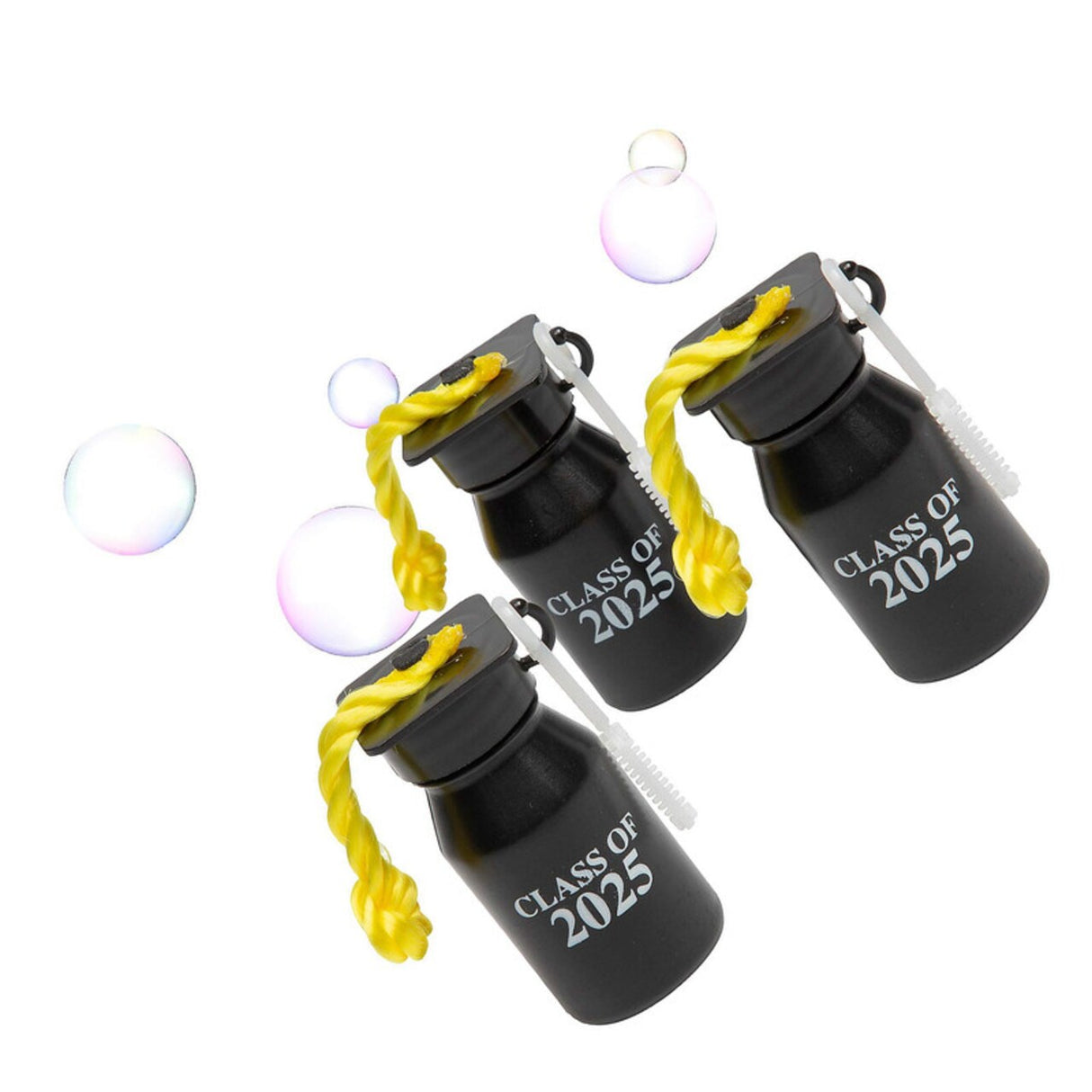 2 1/4" Graduation Class of 2025 Plastic Bubble Bottles 12 Pc.