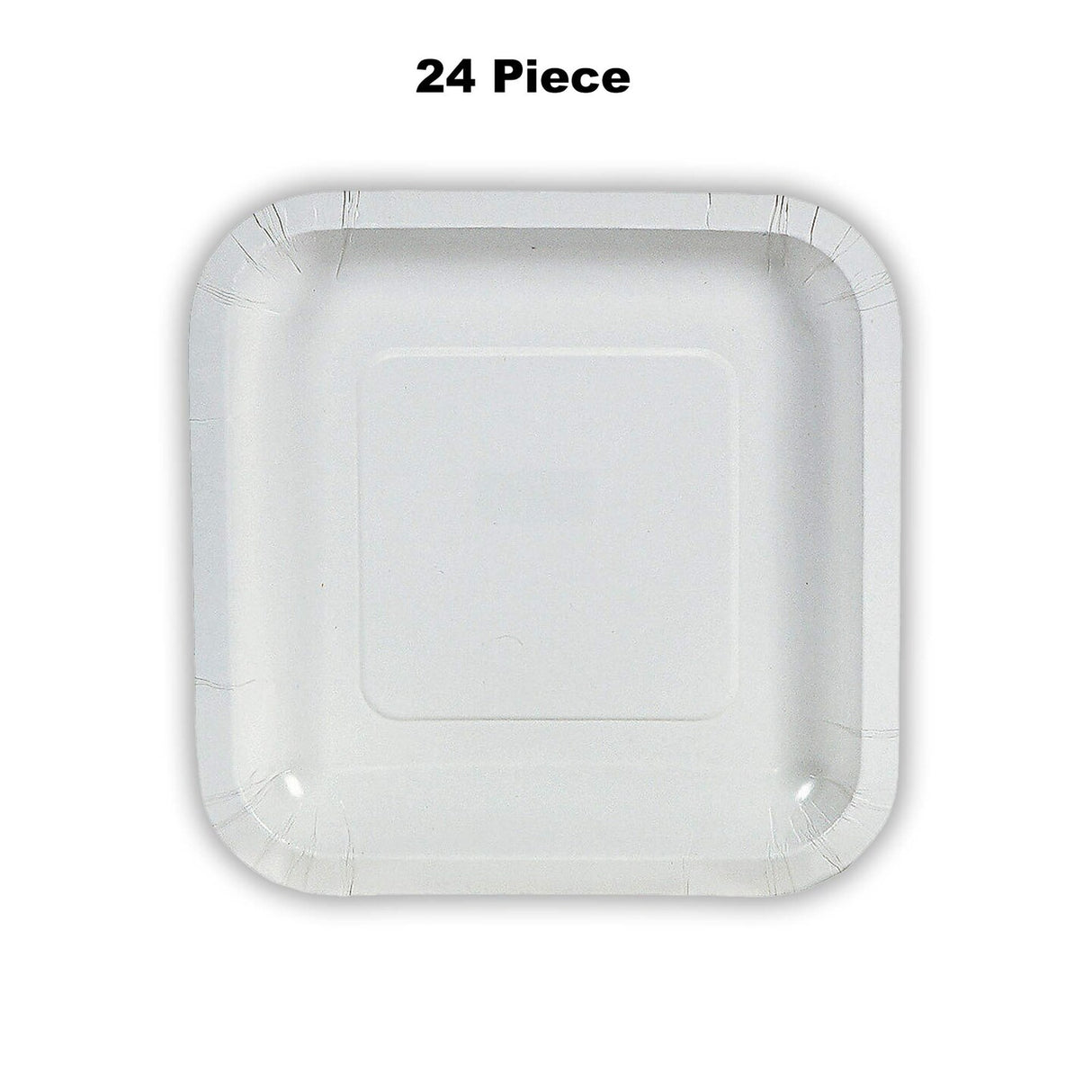 24 Count White Square Paper Dessert Plates for Wedding Birthday Baby Shower Party Events 7"