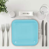 24 Count Light Blue Square Paper Dessert Plates for Baby Shower Birthday Party Wedding Easy Cleanup 7 Inch
