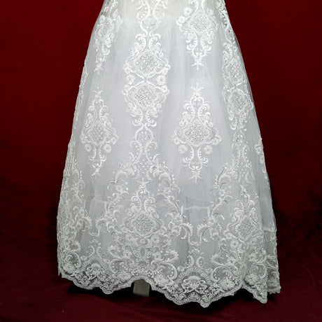 Beaded Lace Fabric on Polyester Net Mesh