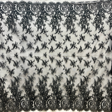 Embroidered Lace Fabric with Eyelash Scallop