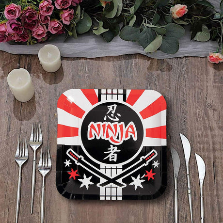 8 Count Ninja Warrior Samurai Swords Paper Plates 9 Inch Square Dinner Plates