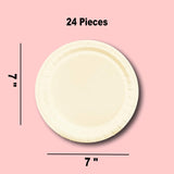 24 Count Ivory Round Dessert Paper Plates for Elegant Event Settings 7"