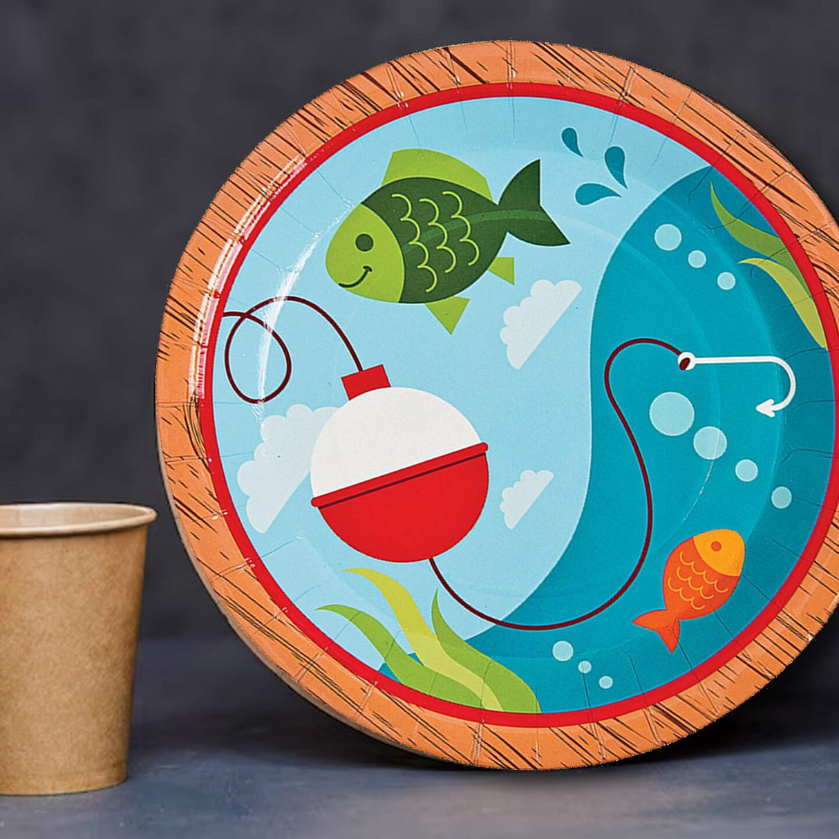 8 Count Little Fisherman Paper Plates 9 Inch Dinner Plates for Birthday and Retirement