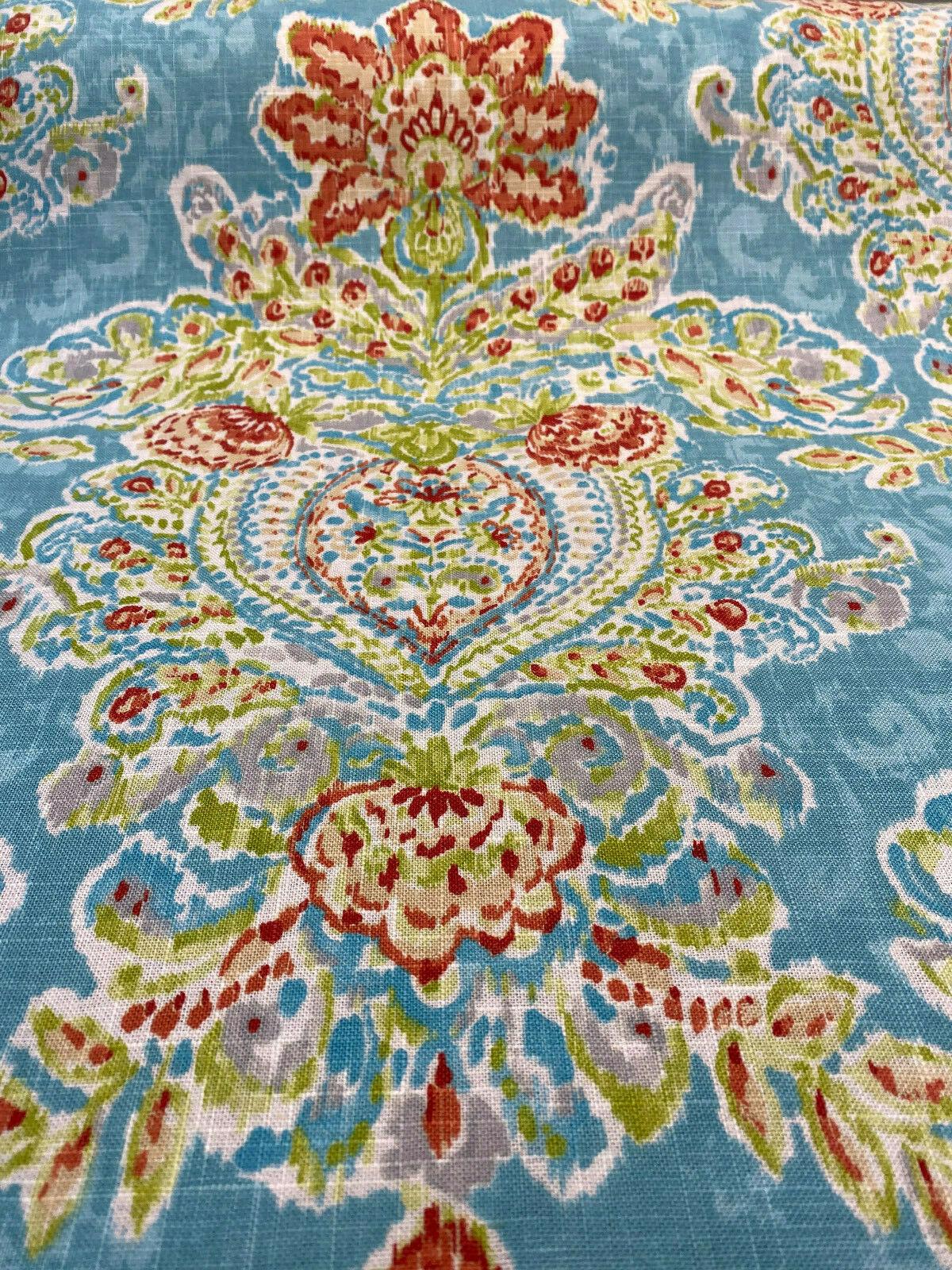 Crystal Vision Capri Linen Rayon Fabric - Light Blue Damask Floral, 54" Width (1 Yard)