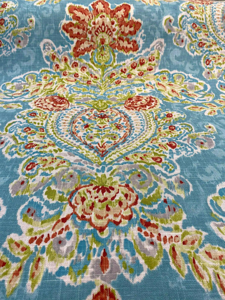 Crystal Vision Capri Linen Rayon Fabric - Light Blue Damask Floral, 54" Width (1 Yard)