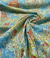 Crystal Vision Capri Linen Rayon Fabric - Light Blue Damask Floral, 54" Width (1 Yard)