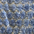 Light Blue Sequined Rosette Satin Fabric,
