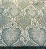 Latika 135 Linen Fabric - Seafoam Blue/Beige Damask, 54.5" Width, 13.5" Horizontal Repeat, 18" Vertical Repeat (1 Yard)