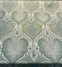 Latika 135 Linen Fabric - Seafoam Blue/Beige Damask, 54.5" Width, 13.5" Horizontal Repeat, 18" Vertical Repeat (1 Yard)