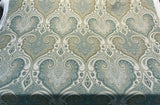Latika 135 Linen Fabric - Seafoam Blue/Beige Damask, 54.5" Width, 13.5" Horizontal Repeat, 18" Vertical Repeat (1 Yard)