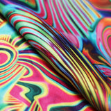 Paint Swirl Polyester Spandex Fabric - Multicolor Abstract Print, 58/60" Width (1 Yard)