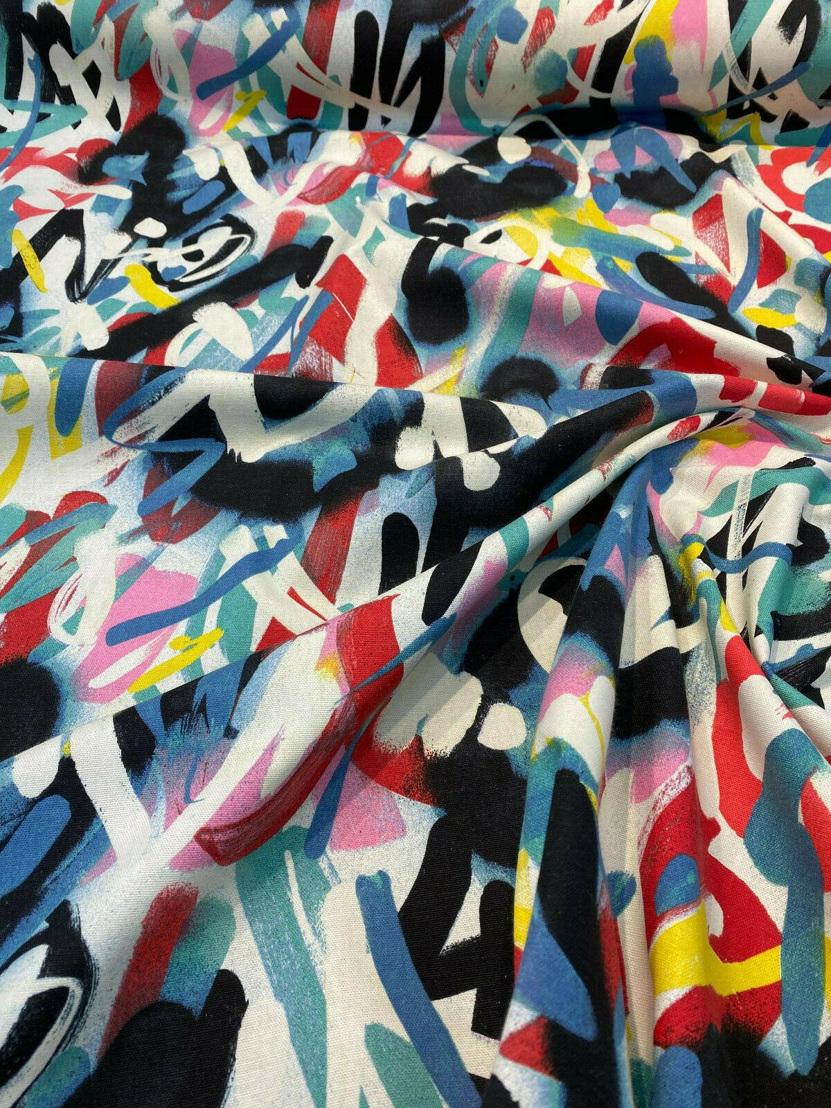 Waverly Spray Paint Zinnia 100 Percent Cotton Fabric - Multicolored Geometric, 54" Width, 27" Horizontal Repeat, 25.25" Vertical Repeat (1 Yard)
