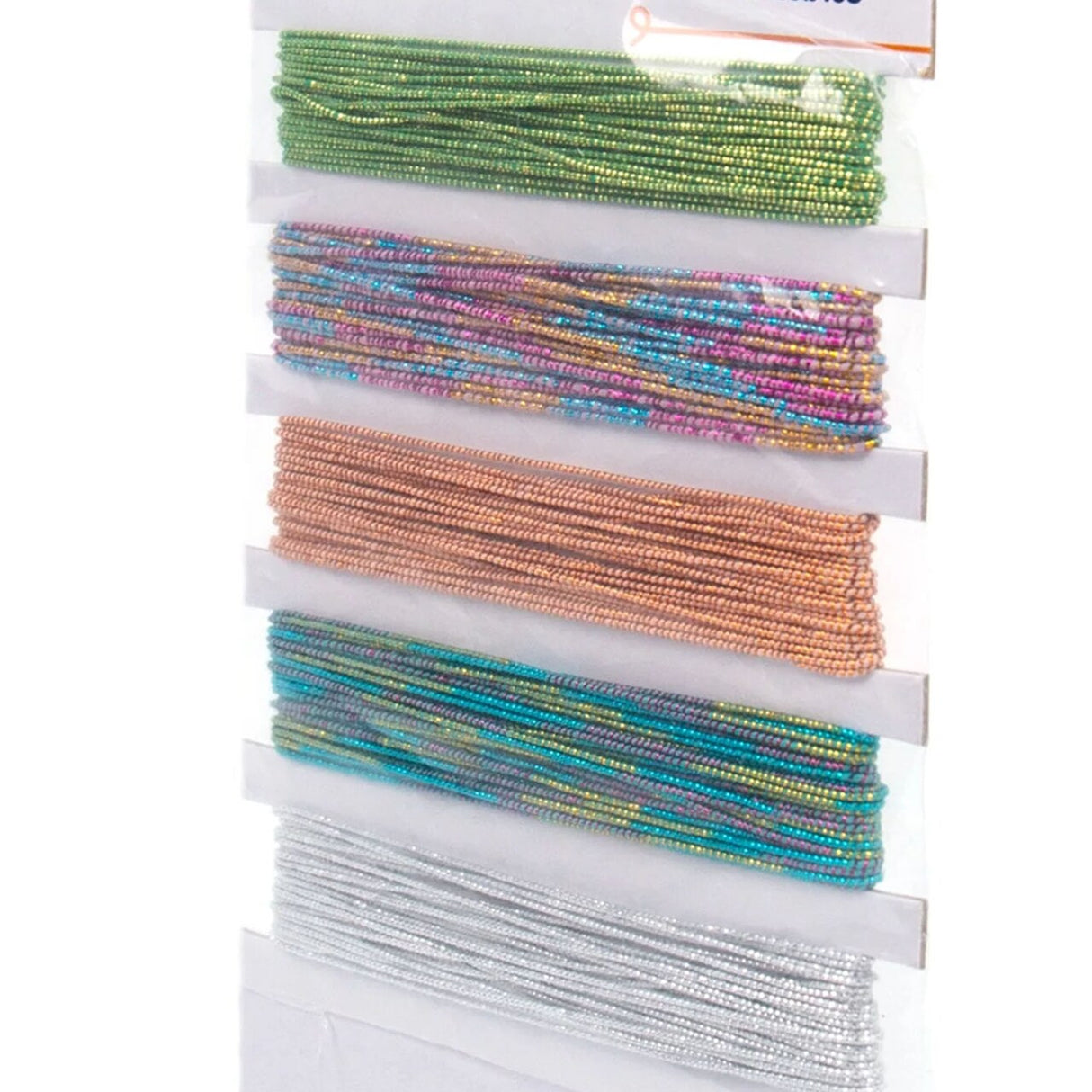 Hello Hobby Elastic Rubber Cord 5-Pack – Multicolor Sparkling Stretchy Nickel-Free, 25 ft Each on Card Holder