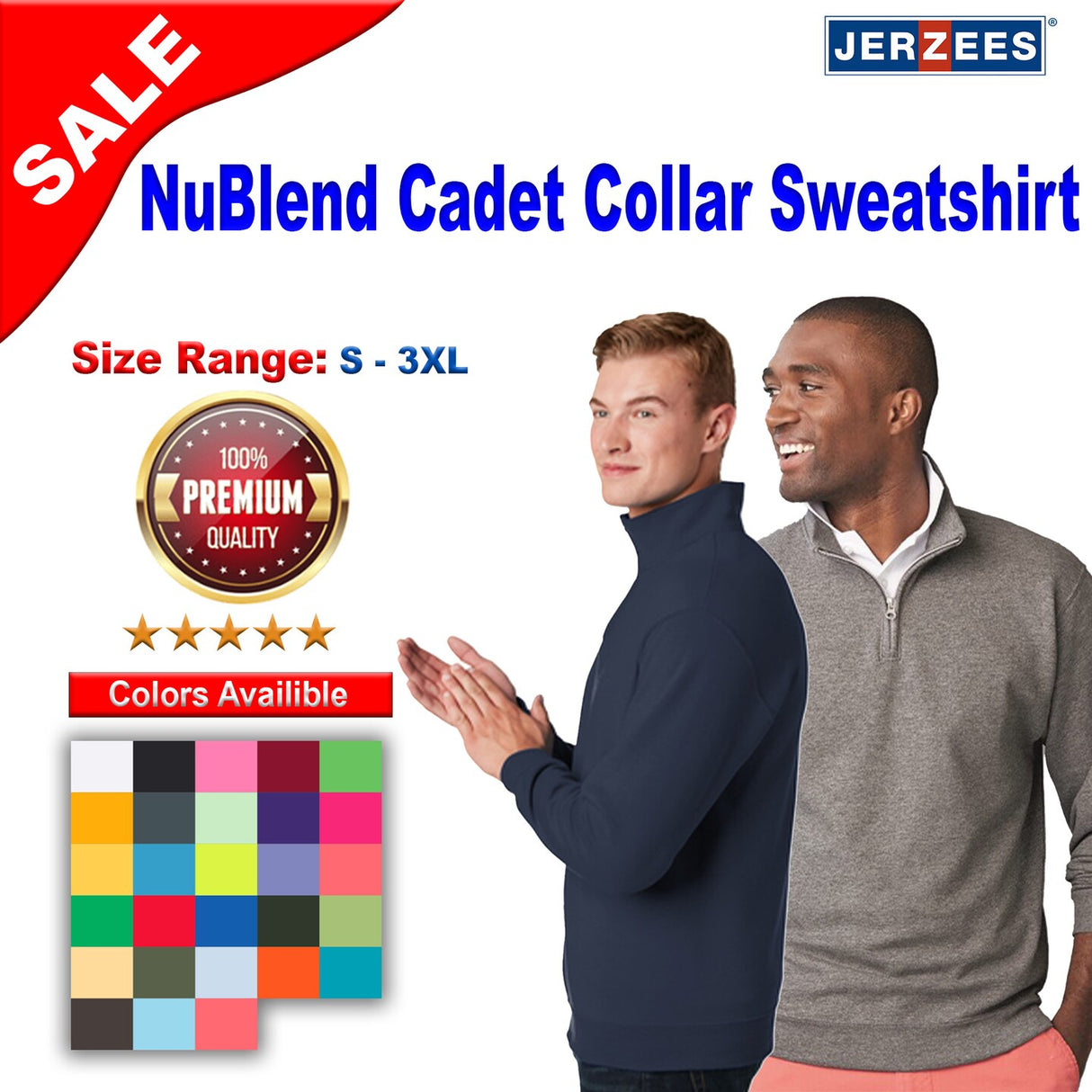 Jerzees® NuBlend 1/4-Zip Cadet Long Sleeve Collar Sweatshirt