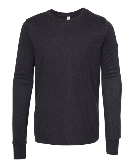 BELLA + CANVAS® Youth Heather CVC Crewneck Long Sleeve Tee - 3501YCVC