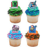 MINECRAFT Lush Finds Creeper, Alex, Steve and Axolot Cake Cupcake Rings - set of 12