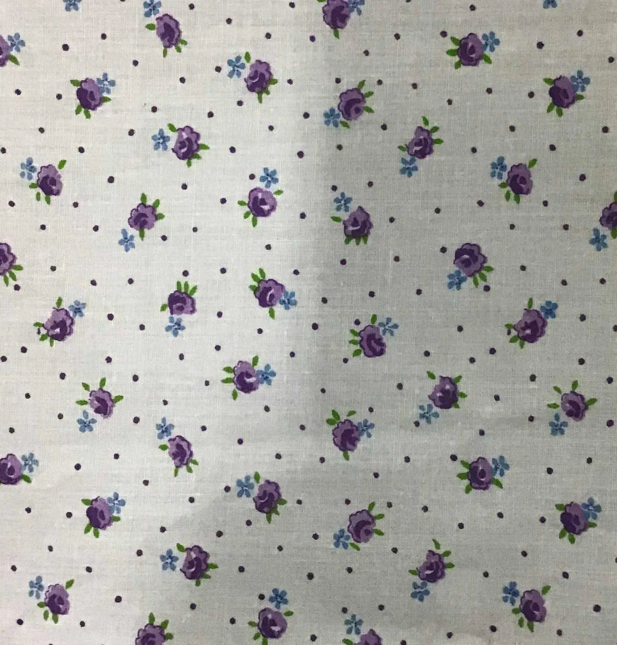 Florals and Dots Purple Poly Cotton Fabric