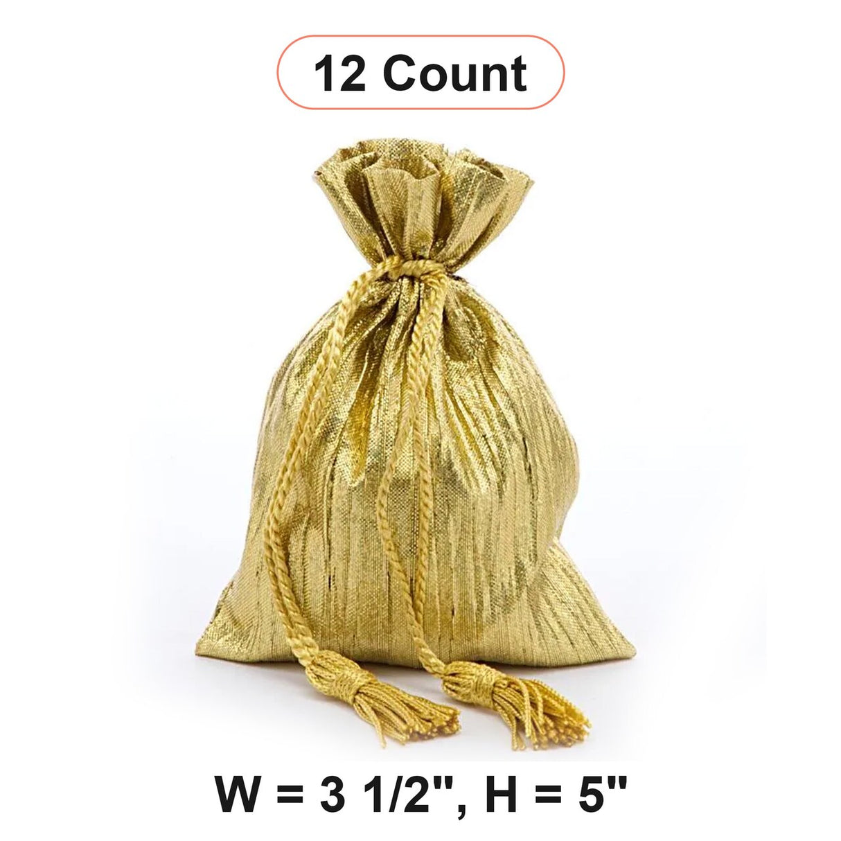 Sparkling Crinkled Metallic Fabric Bags 3 1/2 '' x 5 ''