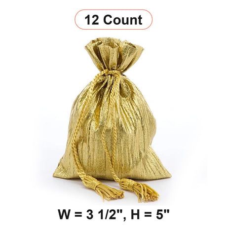 Sparkling Crinkled Metallic Fabric Bags 3 1/2 '' x 5 ''
