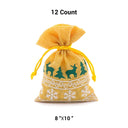 Holiday Faux Linen Gift Bags 8” x 10” Christmas Style