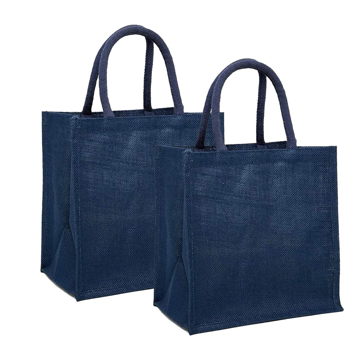 Jute Shopping Bags - Laminated Interior 11 7/8 '' X 7 7/8 '' X 11 7/8 '' Navy