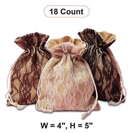 Lace & Burlap Bags 4 '' x 5 ''